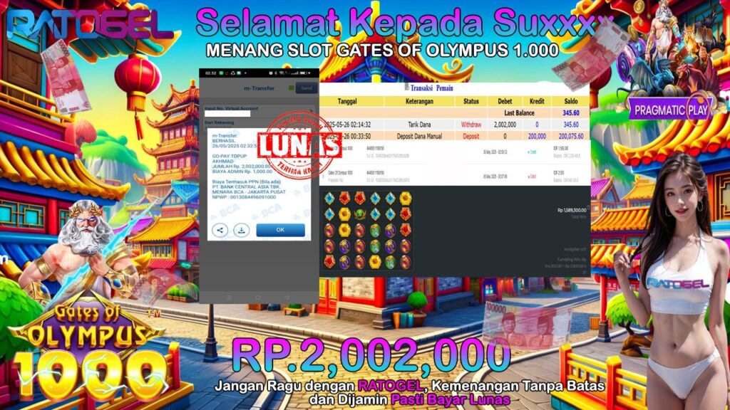 BUKTI JACKPOT SLOT GATES OF OLYMPUS 1.000 TERPERCAYA DI INDONESIA TGL 26-05-2025