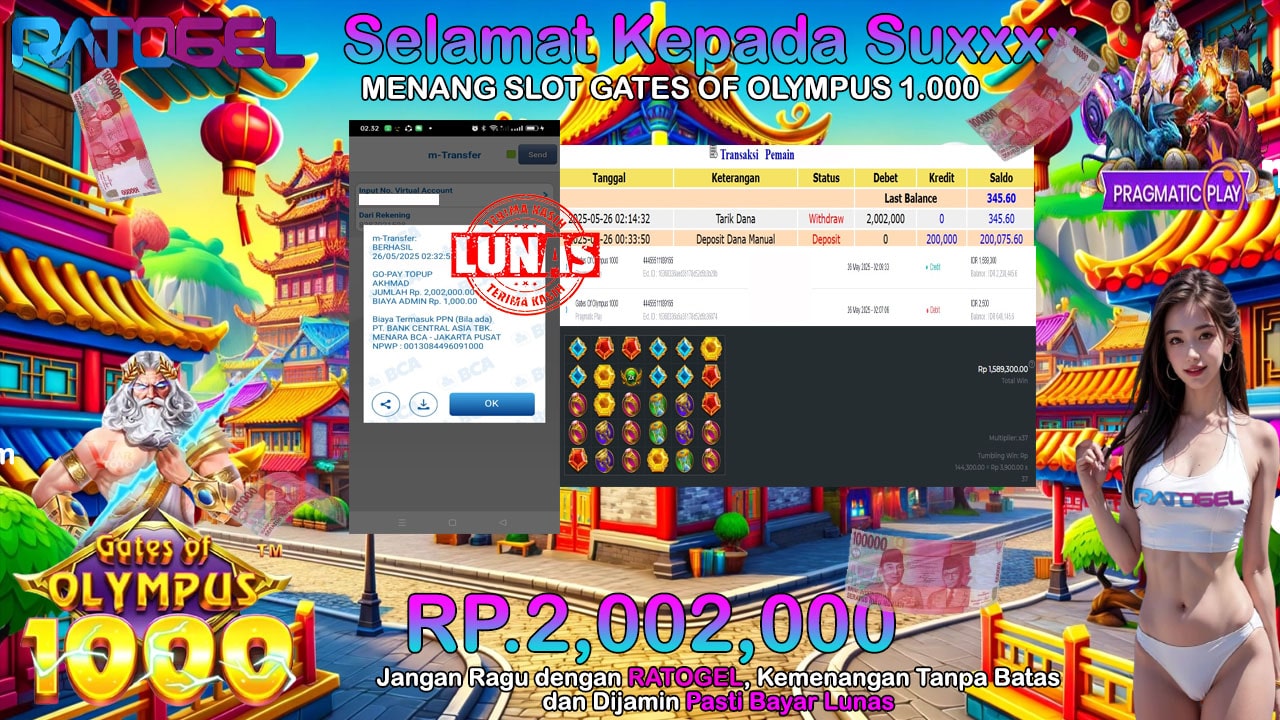 BUKTI JACKPOT SLOT GATES OF OLYMPUS 1.000 TERPERCAYA DI INDONESIA TGL 26-05-2025