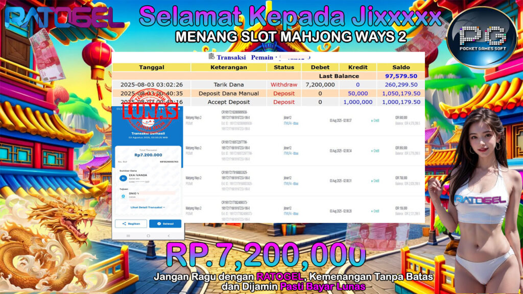 BUKTI JACKPOT SLOT MAHJONG WAYS 2 TERPERCAYA DI INDONESIA TGL 3-08-2025