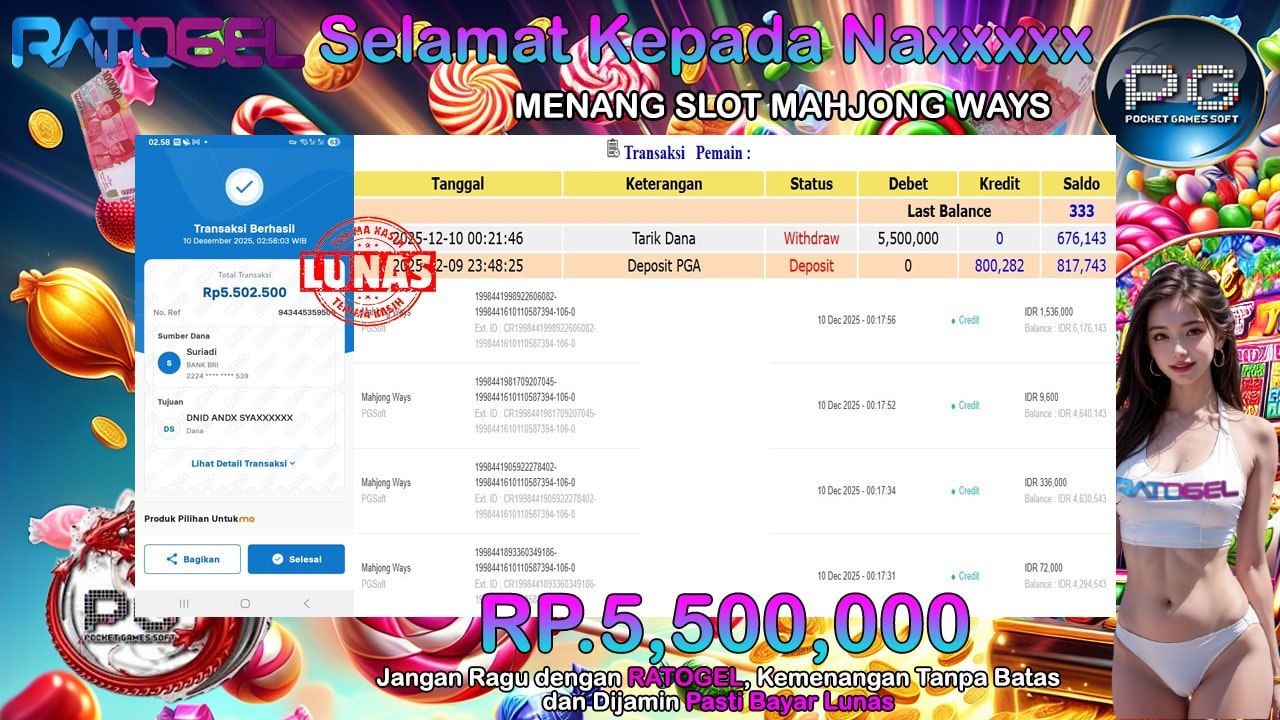 BUKTI JACKPOT SLOT MAHJONG WAYS TERPERCAYA DI INDONESIA TGL 10-12-2025