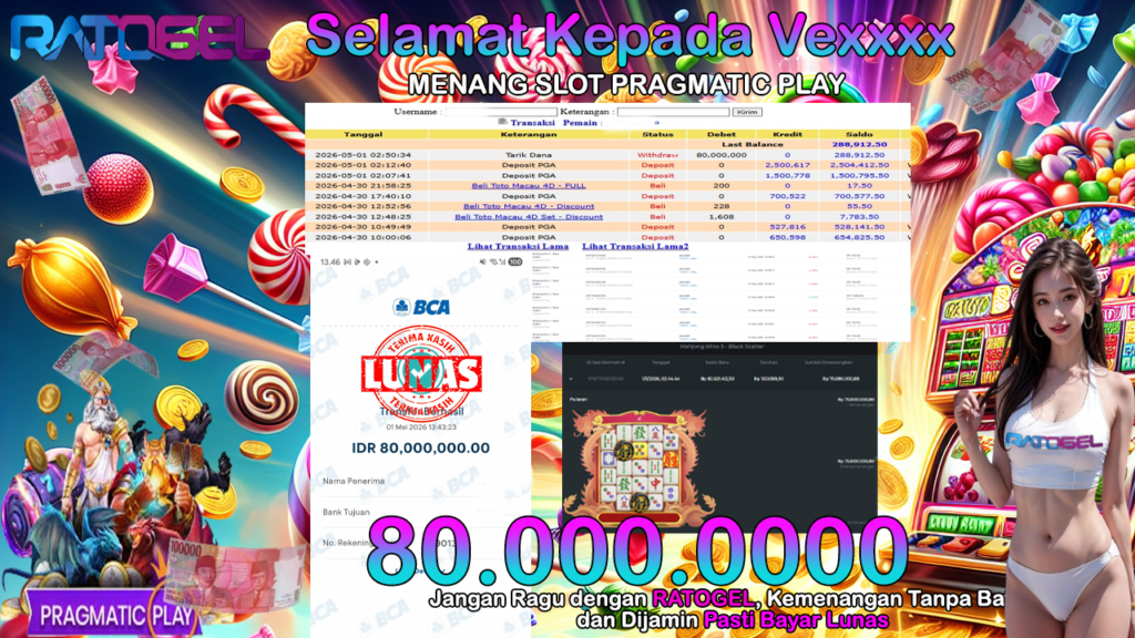 BUKTI JACKPOT SLOT PRAGMATIC PLAY MAHJHONG WAYS 3 TERPERCAYA DI INDONESIA TGL 01-05-2026
